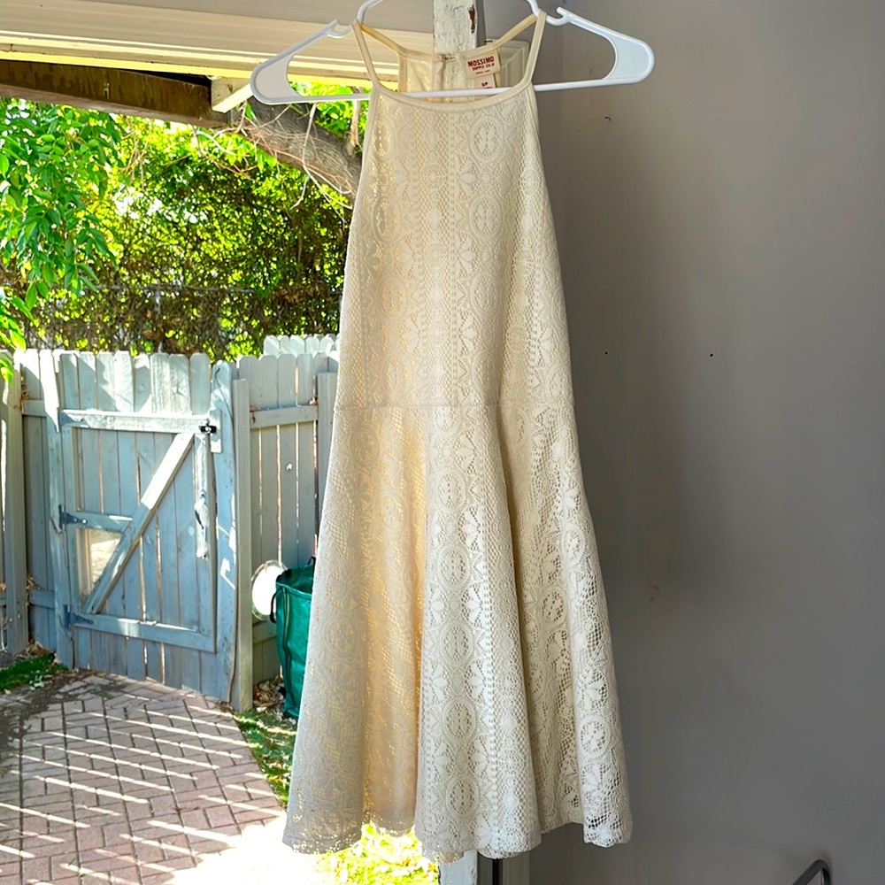 Flattering off white lace dress